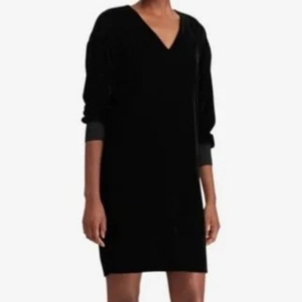 Lauren Ralph Lauren Black Velvet Shift Dress Long Sleeve Size 14 NWT